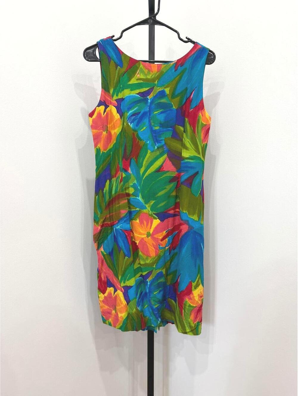 Vintage Colorful Tropical Print Sleeveless Dress Cimmaron Dress Size 12
